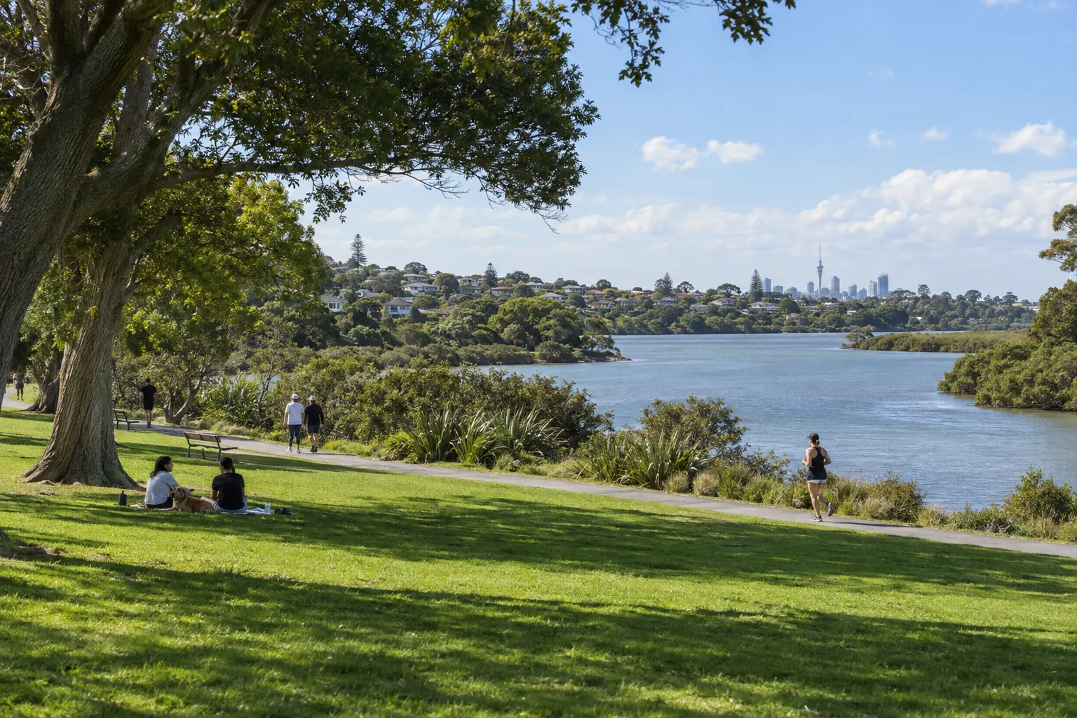 Archibald Park walking path beside the Whau River in Kelston
