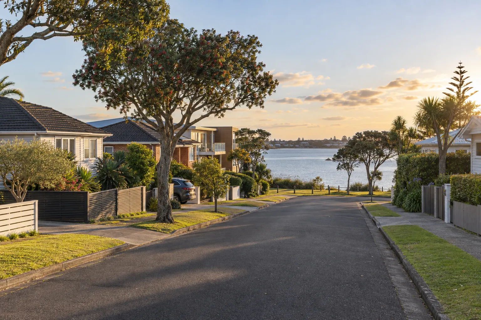 Established homes on Te Atatū Peninsula overlooking the Waitematā estuary