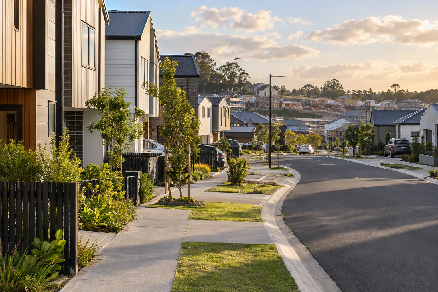 Contemporary homes and new construction on a growing Westgate street